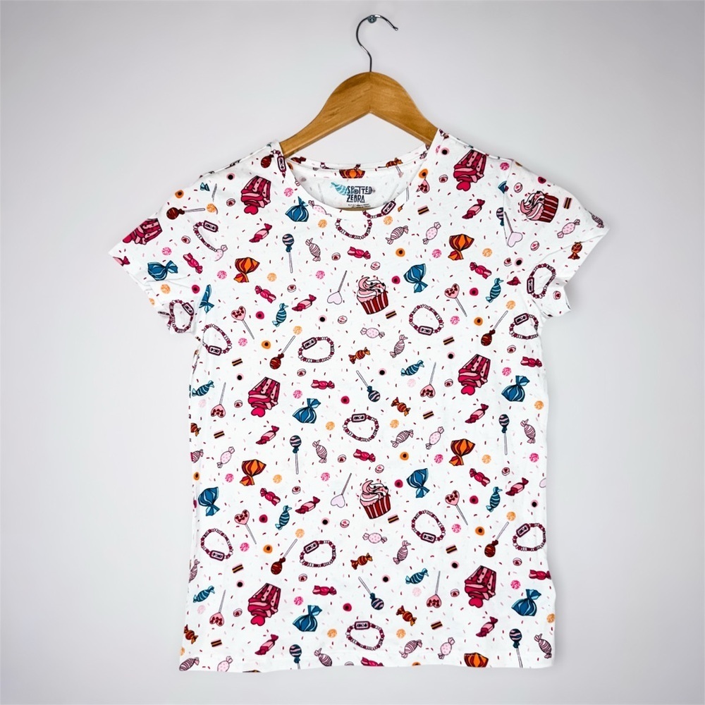 New Kids Spotted Zebra Candy & Sweets All Over Print Colorful Graphic T-Shirt XL